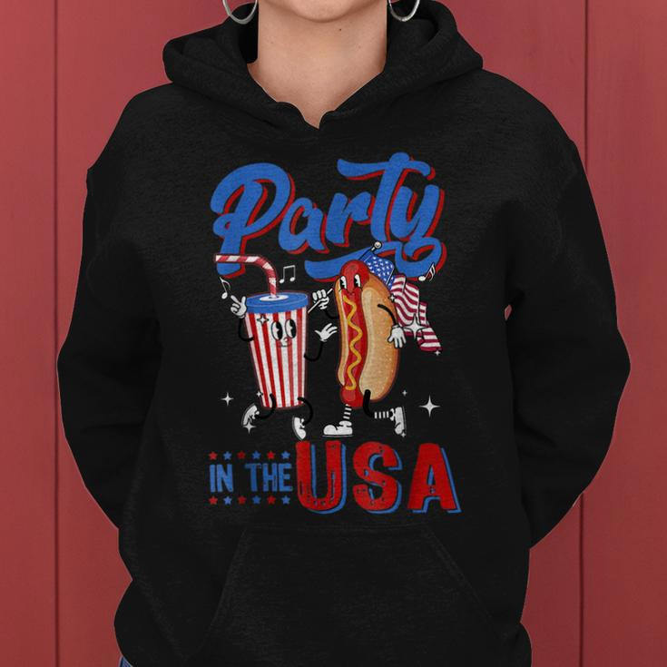 4Th Of July Food Party In The Usa Funny Hot Dog Lover Women Hoodie
