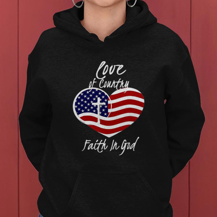 4Th Of July Funny Christian Faith In God Heart Cross Women Hoodie