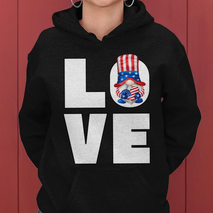 4Th Of July Gnome For Women Patriotic American Flag Heart Gift Women Hoodie
