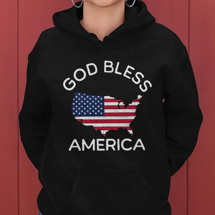 4Th Of July God Bless America Map Flag Patriotic Religious Gift Women Hoodie