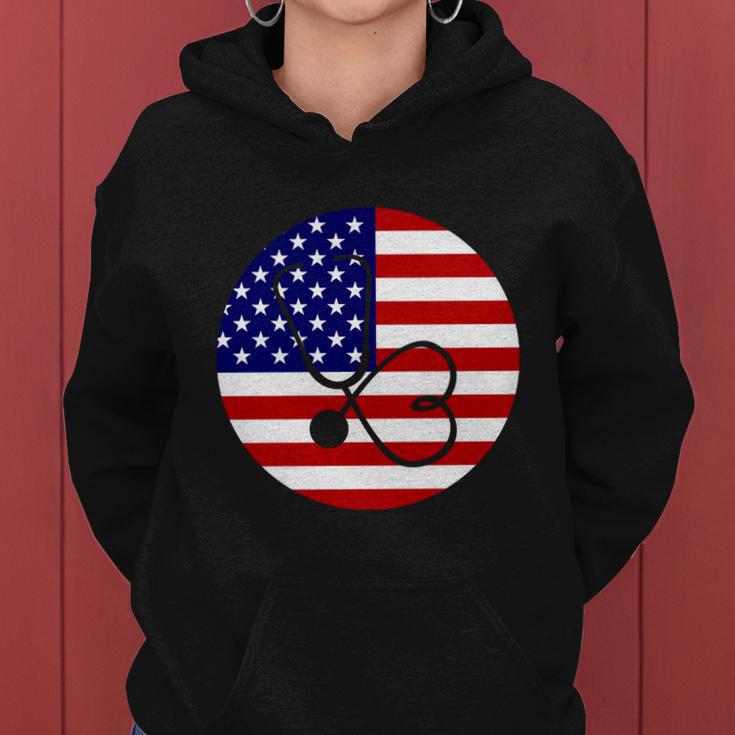 4Th Of July Nurse Independence Day Design Gift American Flag Gift Women Hoodie