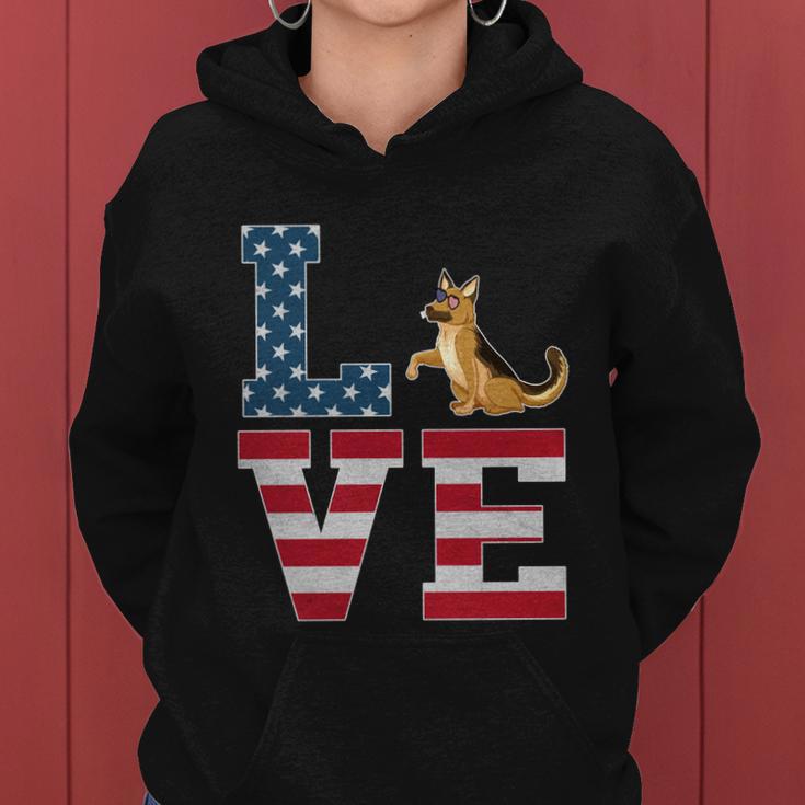 4Th Of July Patriotic Love German Shepherd Dog American Flag Gift Women Hoodie