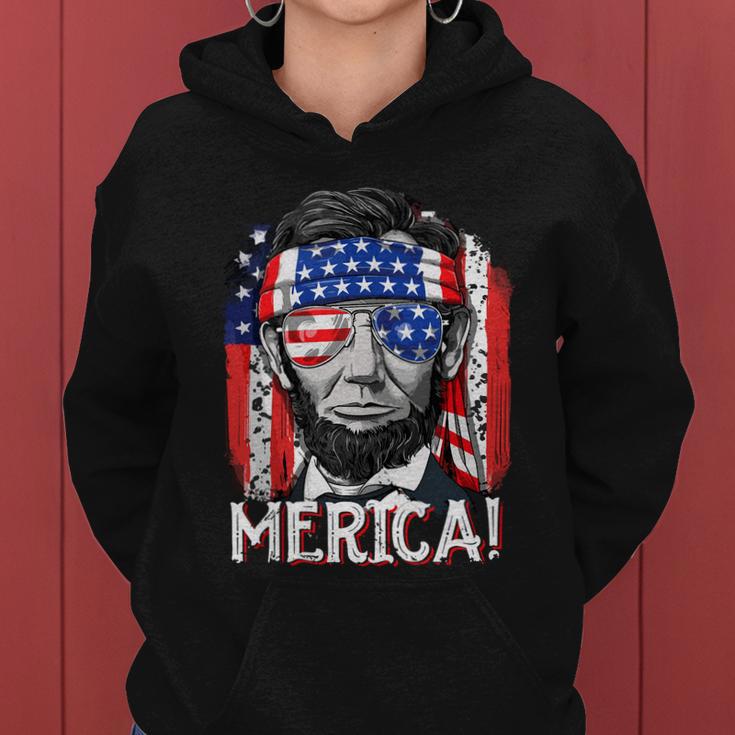 Abraham Lincoln 4Th Of July Merica Men Women American Flag Women Hoodie