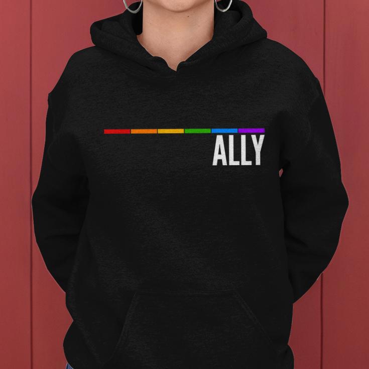 Ally Lgbt Support Rainbow Thin Line V2 Women Hoodie