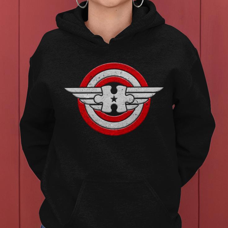 Autism Awareness Superhero Shield Crest Tshirt Women Hoodie