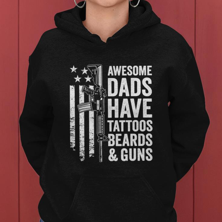 Awesome Dads Have Tattoos Beards Guns Fathers Day Women Hoodie