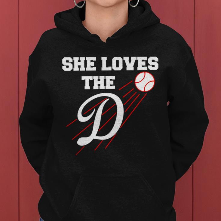Baseball She Loves The D Los Angeles Tshirt Women Hoodie