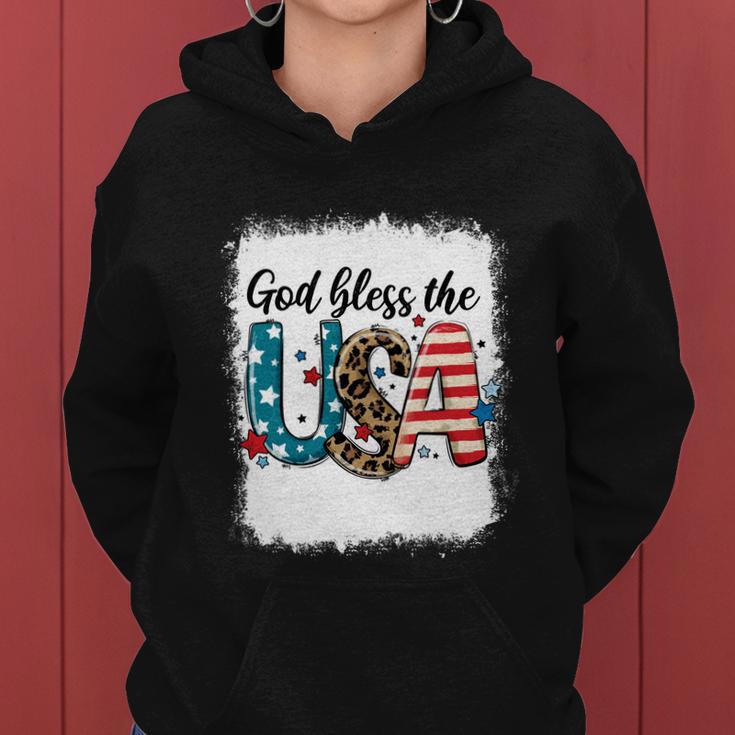 Bleached 4Th July God Bless The Usa Patriotic American Flag Gift Women Hoodie