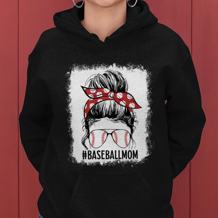 Bleached Baseball Mom Messy Bun Game Day Vibes Mothers Day Meaningful Gift Women Hoodie