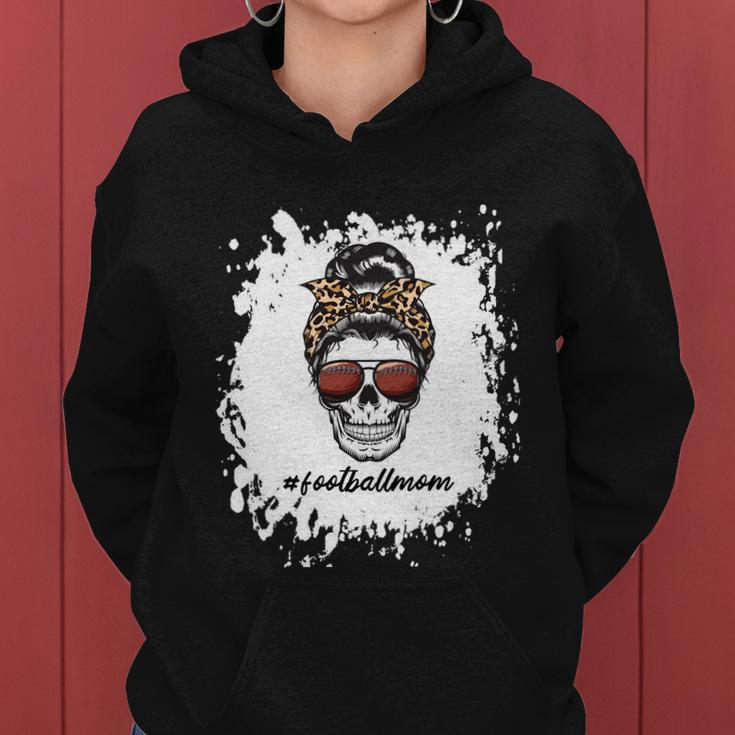 Bleached Football Mom Life With Leopard And Messy Bun Player Great Gift Women Hoodie