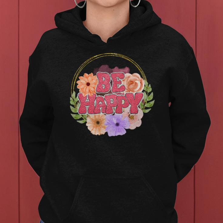 Boho Vintage Retro Vintage Be Happy Women Hoodie Graphic Print Hooded Sweatshirt