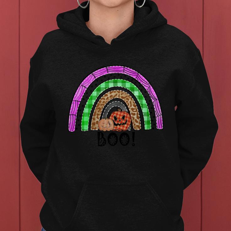 Boo Pumpkin Rainbow Halloween Quote Women Hoodie