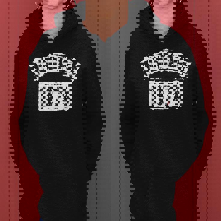 Born In 1974 48 Years Old Made In 1974 48Th Birthday Women Hoodie Graphic Print Hooded Sweatshirt