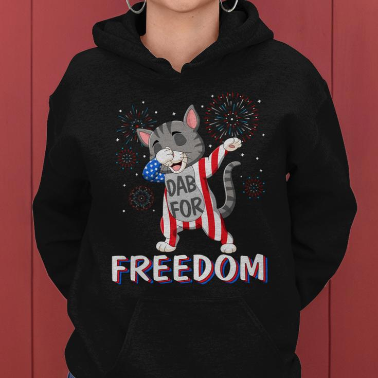Cat Dabbing Fireworks Freedom 4Th Of July Cat Women Hoodie