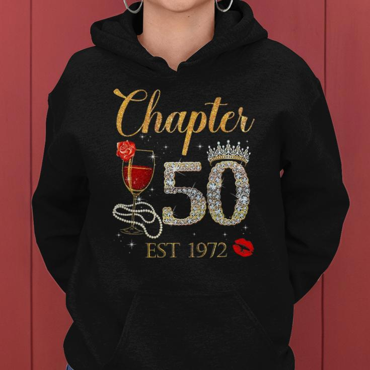 Chapter 50 Years Est 1972 50Th Birthday Red Rose Wine Crown Women Hoodie