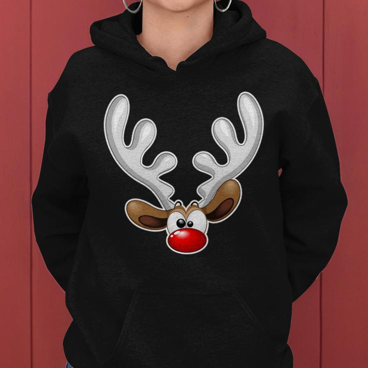Christmas Red Nose Reindeer Face Graphic Design Printed Casual Daily Basic Women Hoodie