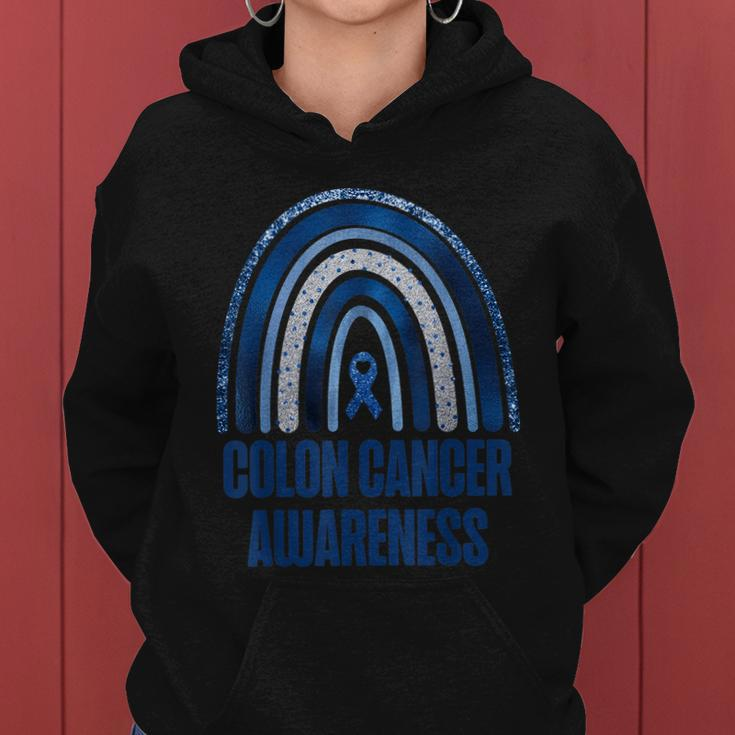 Colon Cancer Awareness Blue Ribbon And Rainbow New Awareness Women Hoodie