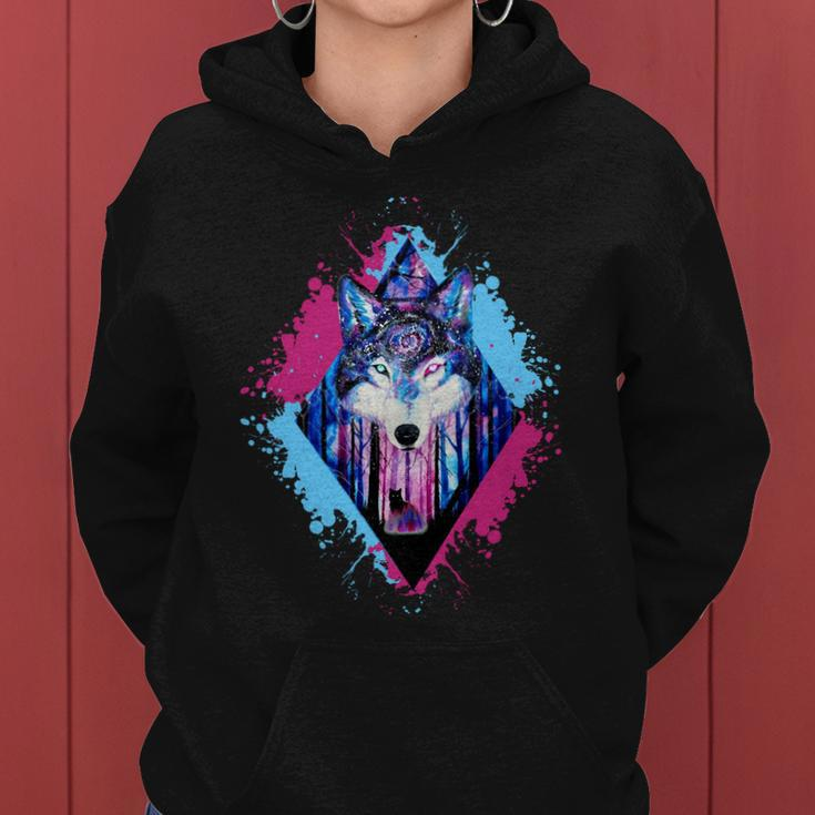 Colorful Wolf Painting Wolves Lover Women Hoodie