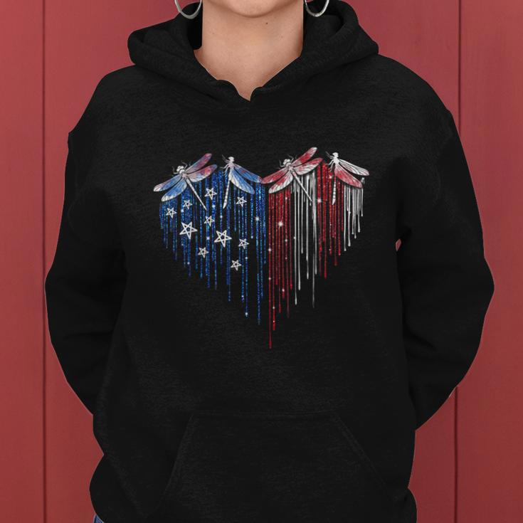 Dragonfly 4Th Of July Usa Flag America Patriotic Usa Women Hoodie