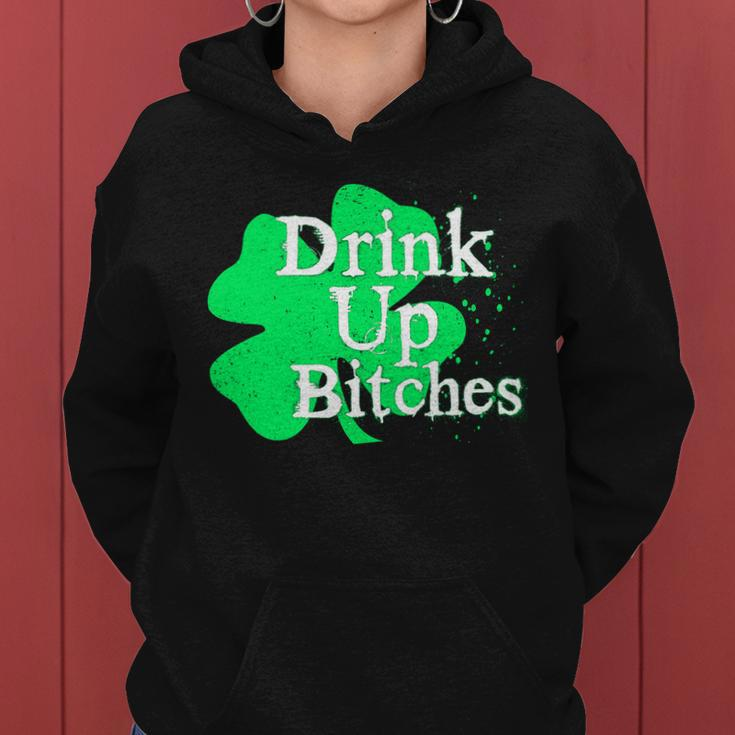 Drink Up Bitches St Patricks Day Clover Women Hoodie