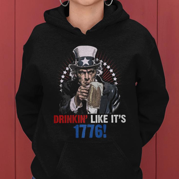 Drinkin Like Its 1776 4Th Of July Uncle Sam Women Hoodie