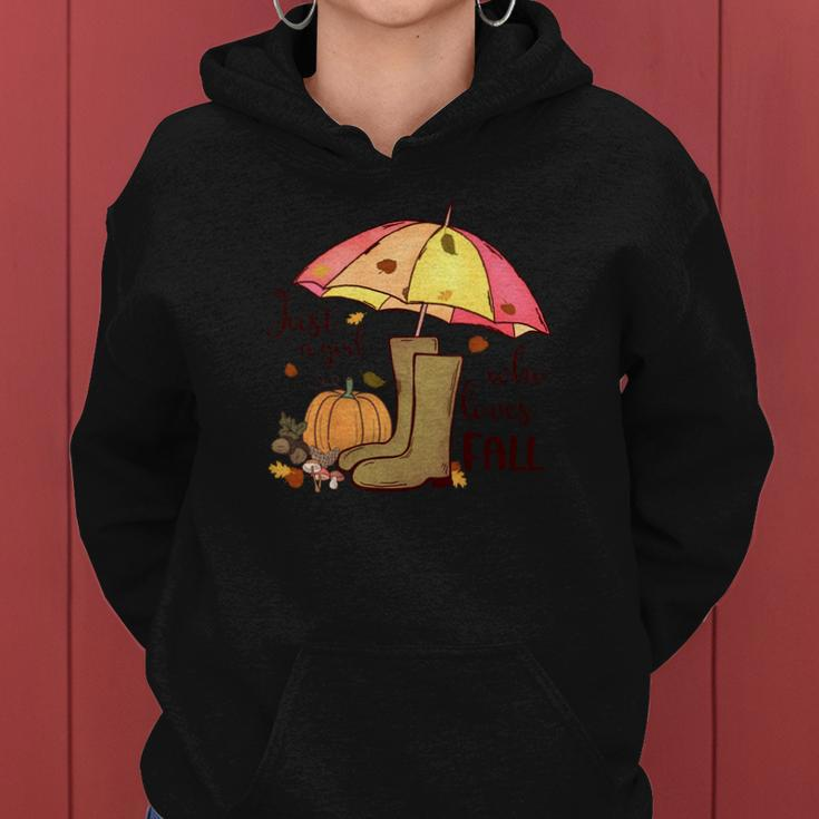 Fall Just A Girl Who Loves Fall Autumn Gifts Women Hoodie Graphic Print Hooded Sweatshirt
