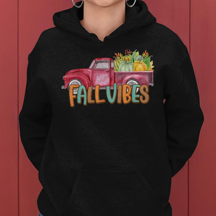 Fall Vibes Old School Truck Full Of Pumpkins And Fall Colors Women Hoodie