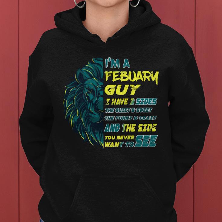 February Birthday Guy Has 3 Sides Sweet Funny Crazy Graphic Design Printed Casual Daily Basic Women Hoodie Thegiftio UK