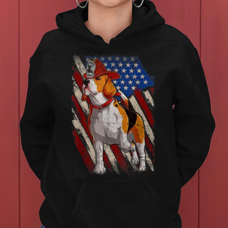 Firefighter Funny Firefighter Beagle 4Th Of July Vingtage V2 Women Hoodie