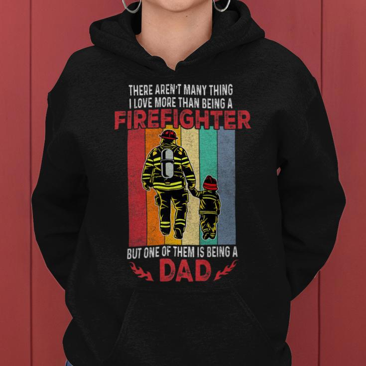 Firefighter Retro Vintage Father And Son Firefighter Dad Fathers Day V2 Women Hoodie