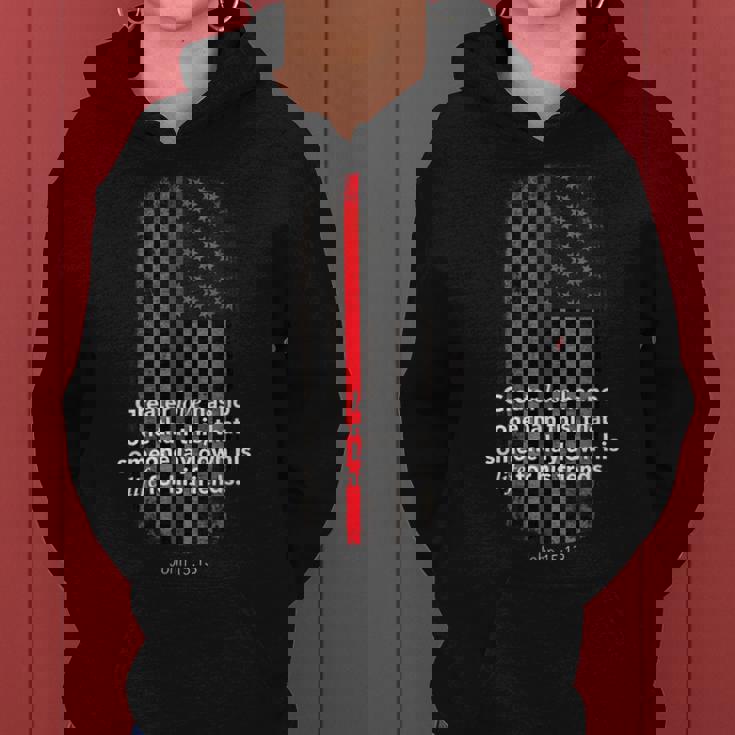 Firefighter Thin Red Line Firefighter Bible Verse American Flag V2 ...