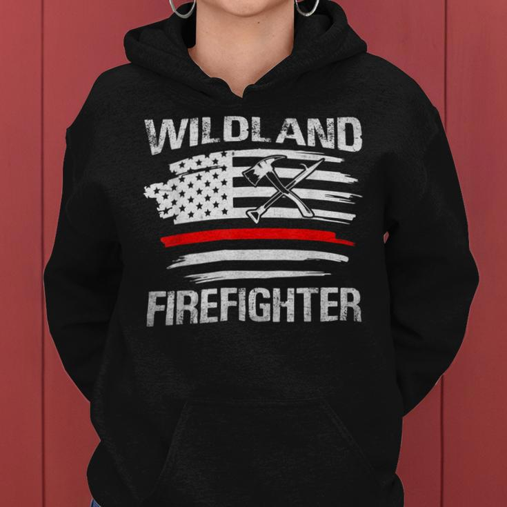 Firefighter Thin Red Line Wildland Firefighter American Flag Axe Fire V3 Women Hoodie