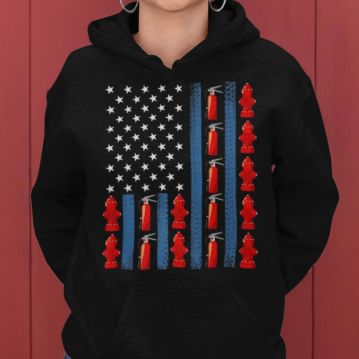 Firefighter Us American Flag Firefighter 4Th Of July Patriotic Man Woman Women Hoodie