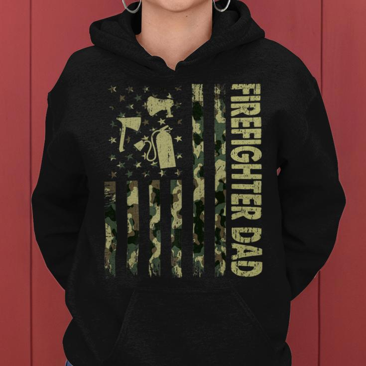 Firefighter Usa Flag Camouflage Firefighter Dad Patriotic Fathers Day Women Hoodie