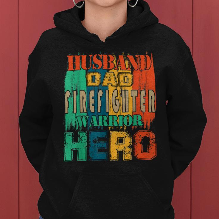 Firefighter Vintage Retro Husband Dad Firefighter Hero Matching Family V2 Women Hoodie