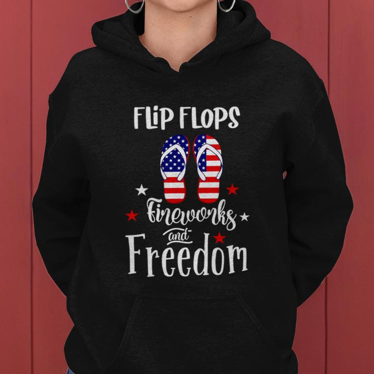 Flip Flops Fireworks Funny 4Th Of July Patriotic Women Hoodie