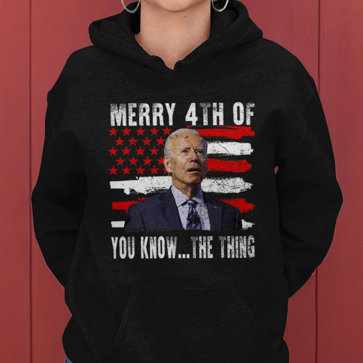 Funny Biden Confused Merry Happy 4Th Of You KnowThe Thing Flag Design Women Hoodie
