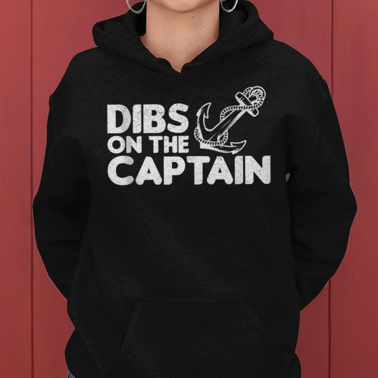 Funny Captain Wife Dibs On The Captain Funny Fishing Quote Women Hoodie