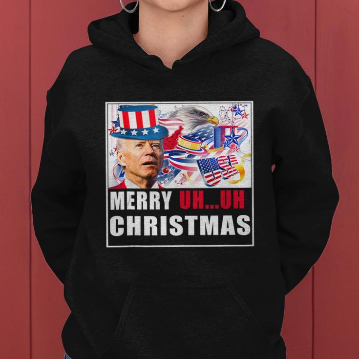 Funny Joe Biden Happy Christmas In July Usa Flag Women Hoodie