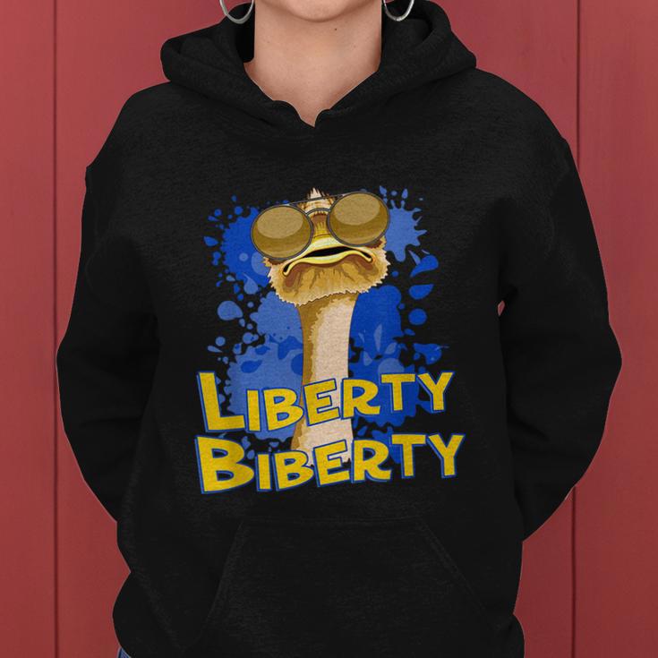 Funny Liberty Biberty Ostrich Sunglasses Humor Blue Women Hoodie