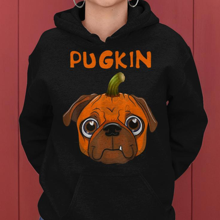 Funny Pugkin Pug Pumpkin Dog Lover Halloween Party Costume Women Hoodie