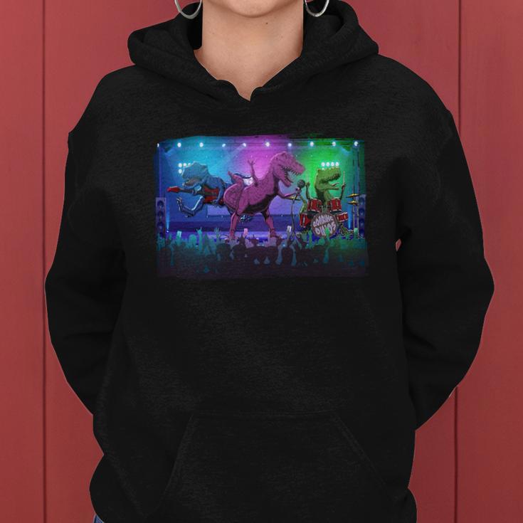 Funny Trex Dinosaurs Rock Band Concert Women Hoodie