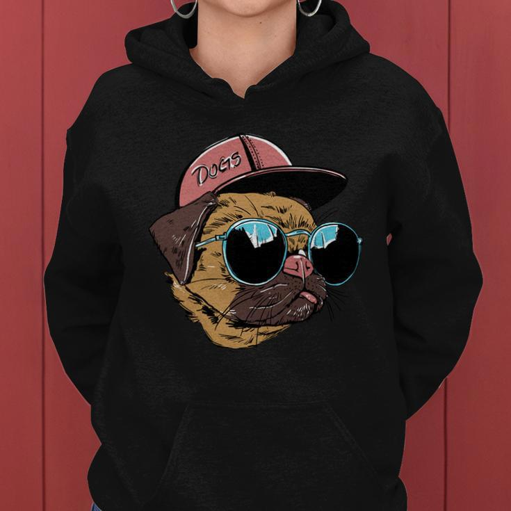 Gangster Pug Dog Hipster Cool Shades Women Hoodie