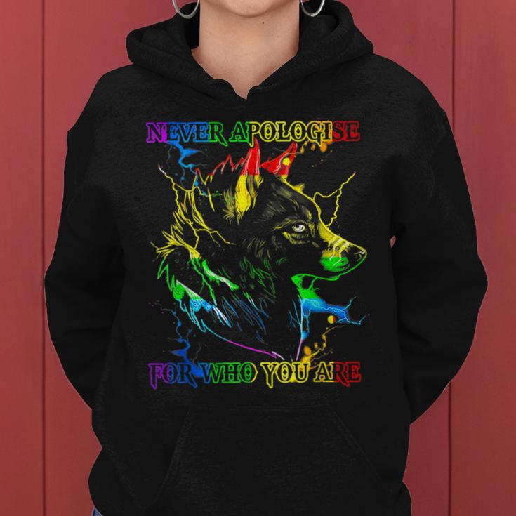 Gay Wolfs Rainbow Wolfs Skin Gay Pride Lgbt Women Hoodie Graphic Print Hooded Sweatshirt