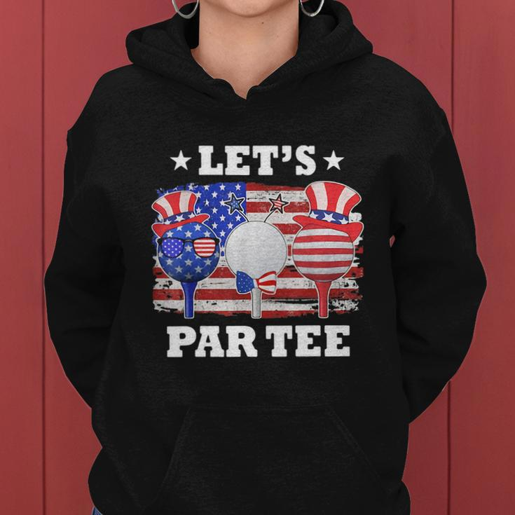 Golf Lets Par Tee American Flag Independence Golf 4Th July Women Hoodie