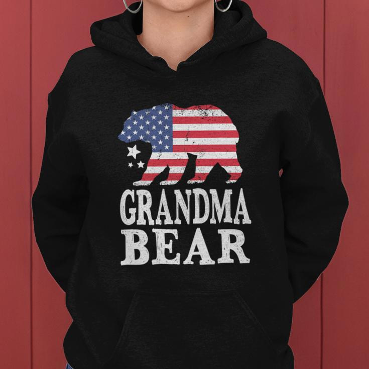 Grandma Bear Patriotic Flag Funny 4Th Of July Women Hoodie