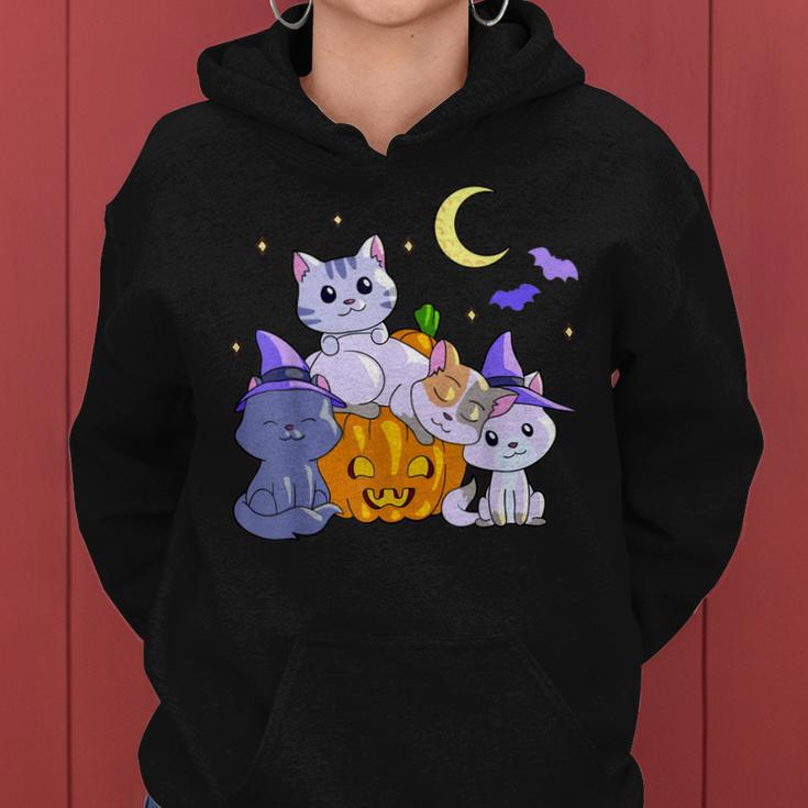 Halloween Cats Anime Cat Kawaii Neko Pumpkin Cat Lover Witch V3 Women Hoodie Graphic Print Hooded Sweatshirt