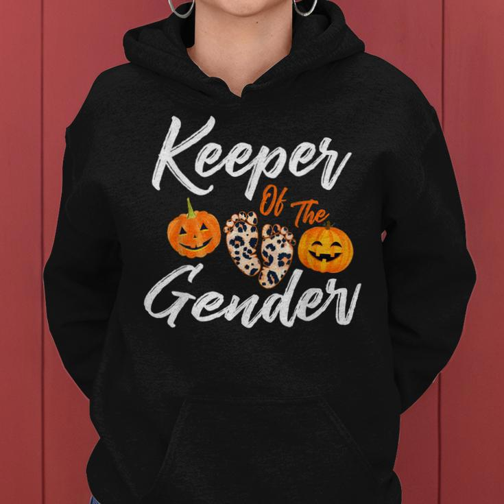 Halloween Keeper Of The Gender Reveal Pumpkin Party Leopard Women Hoodie