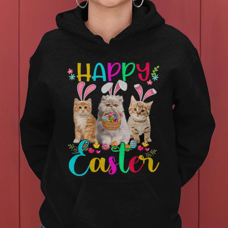 Happy Easter Three Cat Wearing Bunny Funny Gift Ear Bunny Cat Lover Gift Women Hoodie