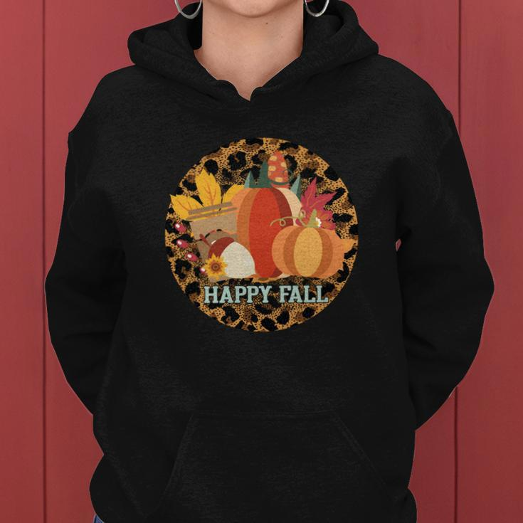 Happy Fall Circle Pumpkins Women Hoodie Graphic Print Hooded Sweatshirt
